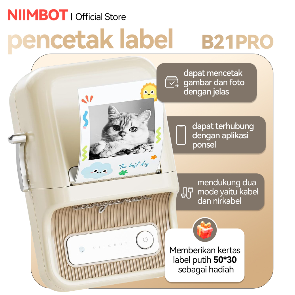 

NIIMBOT B21 PRO Pencetak Label Termal, Printer Label Portabel Bluetooth Tanpa Tinta dengan