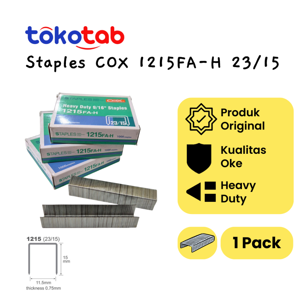 

Tokotab - Isi Staples COX 1215 FA-H Jilid 23/15 Heavy Duty