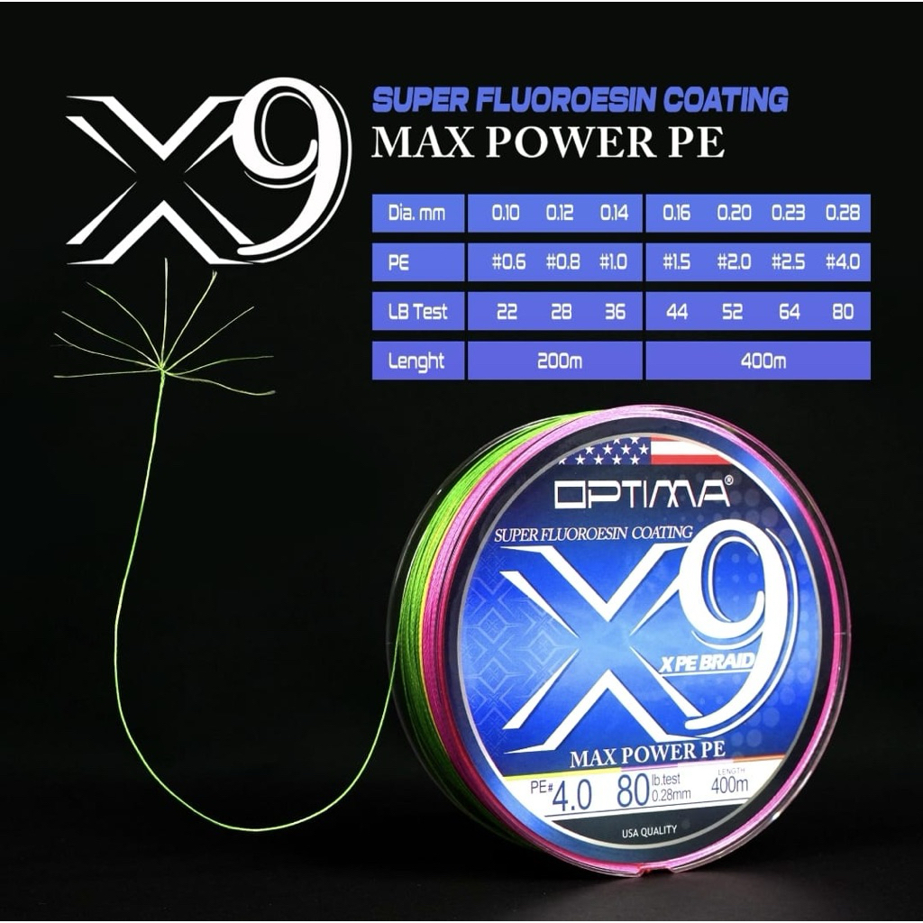 PE OPTIMA MAX POWER X9 MULTICOLOUR 300M & 400M