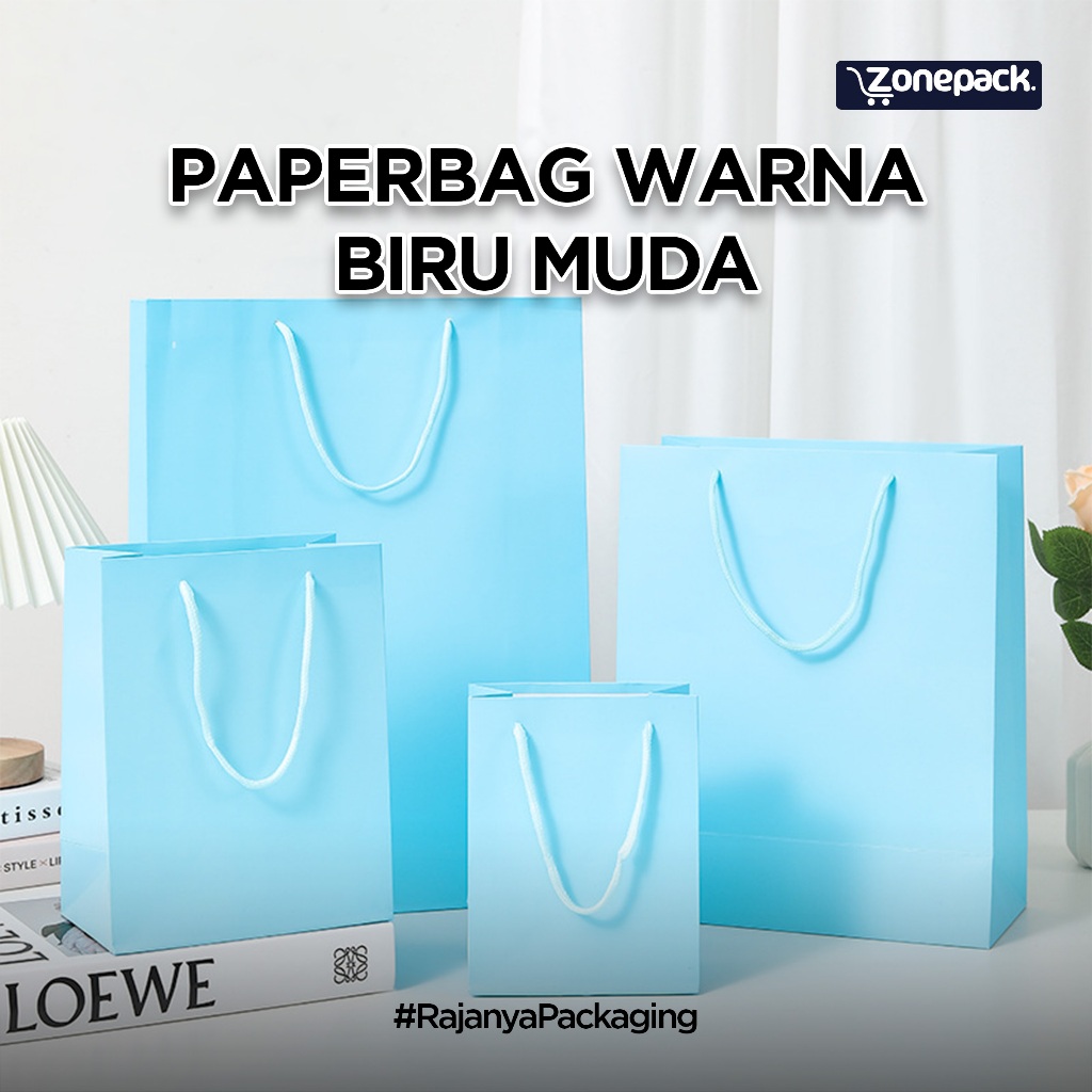 

Paperbag Biru Muda | Paperbag Polos Kraf Karton Biru Hadiah | Paper Bag Hampers Kado Souvenir