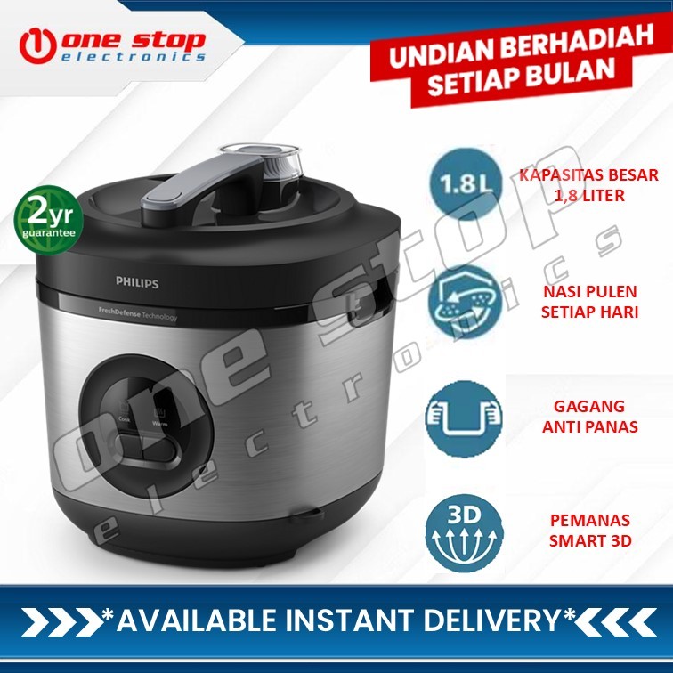 PHILIPS HD-3211 / HD-3211/31 Rice Cooker / Penanak Nasi 1.8L - Sistem Pemanas Smart 3D