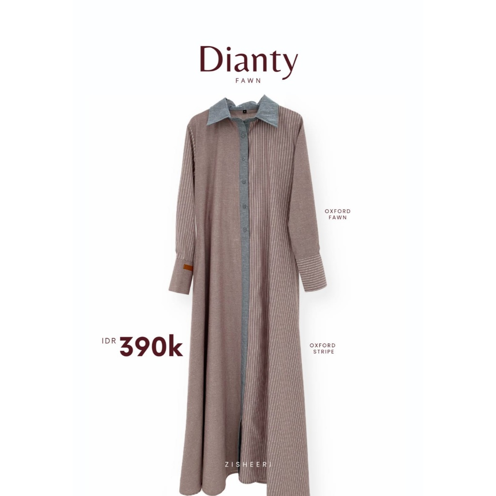 Dianty Dress By Zisheeri Gamis Full Oxford Kekinian dengan Model yang Simple dan Menawan