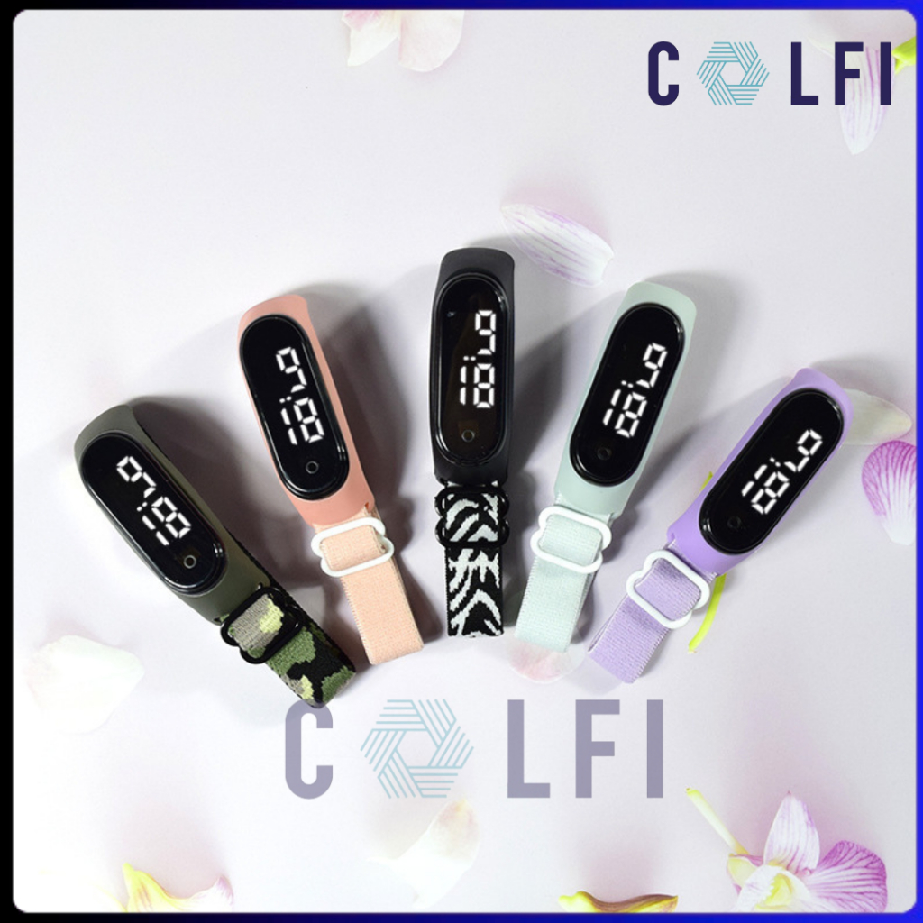 Colfi Jam Tangan Pria Wanita Digital Led Touch Screen Strap Kanvas / Jam Tangan Elektronik Anak Laki