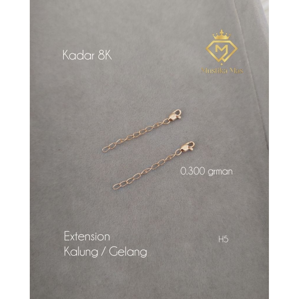Extension rantai tambahan gelang / kalung (0.3) Emas 8K - Mustika