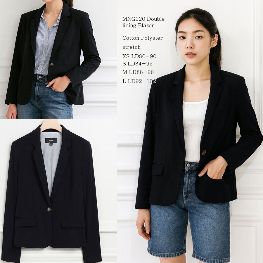 [shp] MANGO 120 Double Lining Blazer - Baju Outer Kerja Polos Lengan Panjang Wanita Branded Original