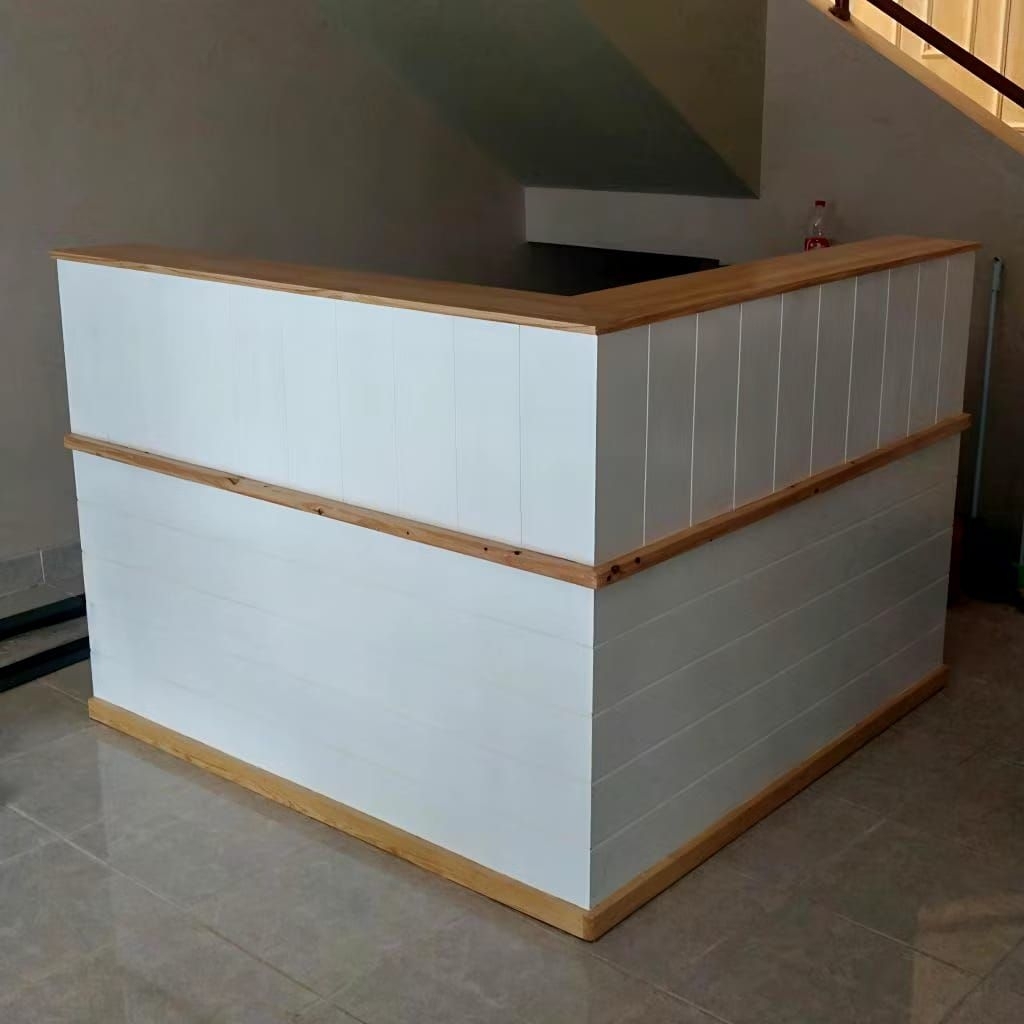 MEJA KASIR MINIMALIS/MEJA RESEPSONIS/MINI BAR CAFE/meja kayu jati belanda