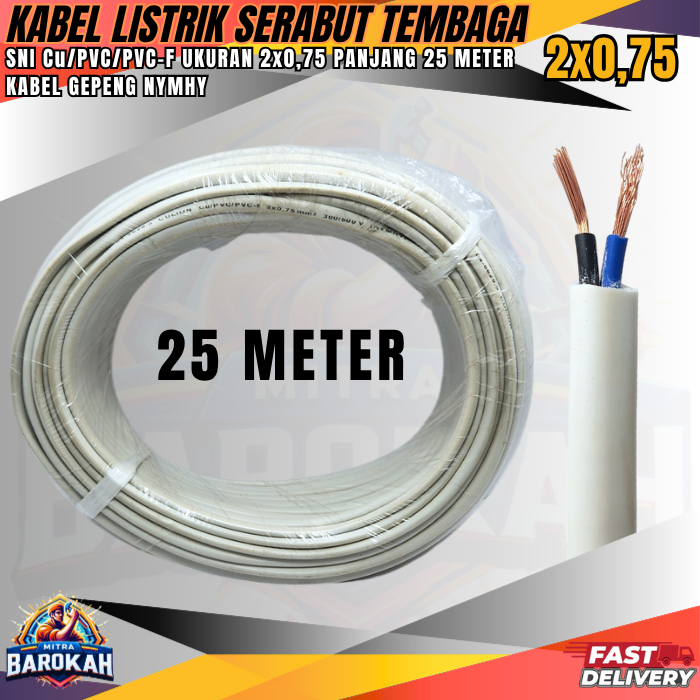 Kabel Listrik Eceran 25 METER Serabut Tembaga / Kabel Serabut NYMHY / Kabel Listrik Serabut Tembaga 
