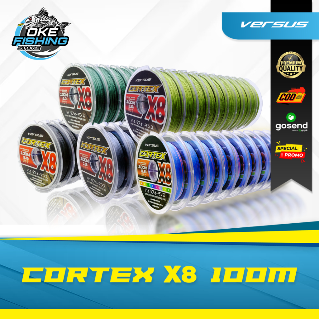Benang Pancing PE Versus Cortex X8 Black 1000M PE 0.8–8 Fluorocarbon Coating 1Pack