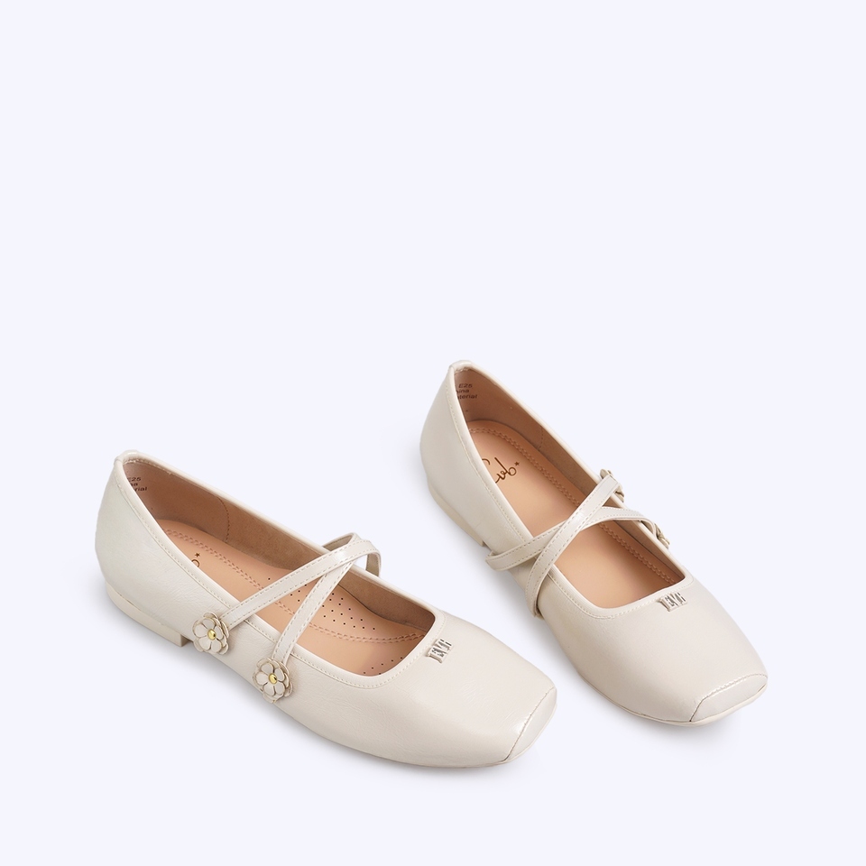 Everbest Evb Imelie Flat Shoes Ballerina Wanita Beige & Black