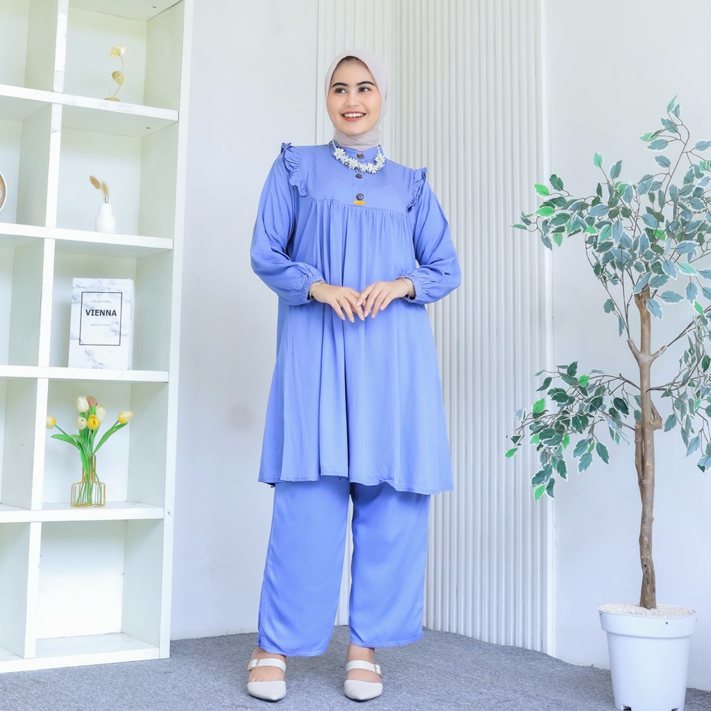 ANDINA SET DENIM LD 140 130 120 Oneset Best Seller Jumbo  | Setelan Bahan Rayon Twill Premium Adem &