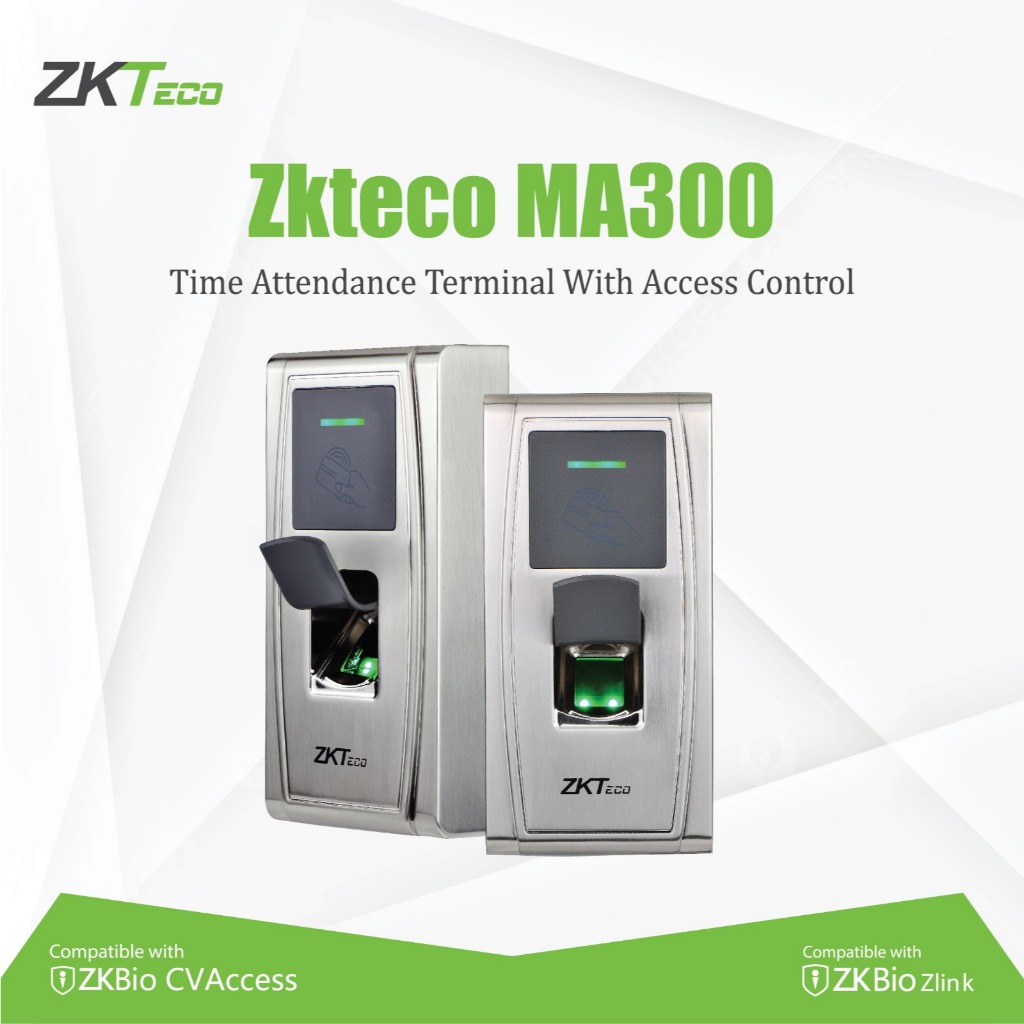 ZKTeco MA300 - Mesin Akses Kontrol Sidik Jari & Kartu RFID | Anti-Air & Tahan Cuaca | Outdoor/Indoor