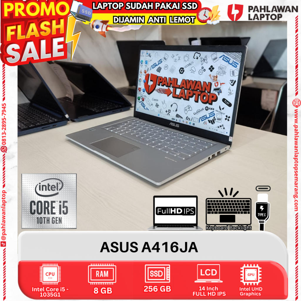 LAPTOP ASUS A416JA CORE i5 GEN 10 RAM 8GB SSD 256GB