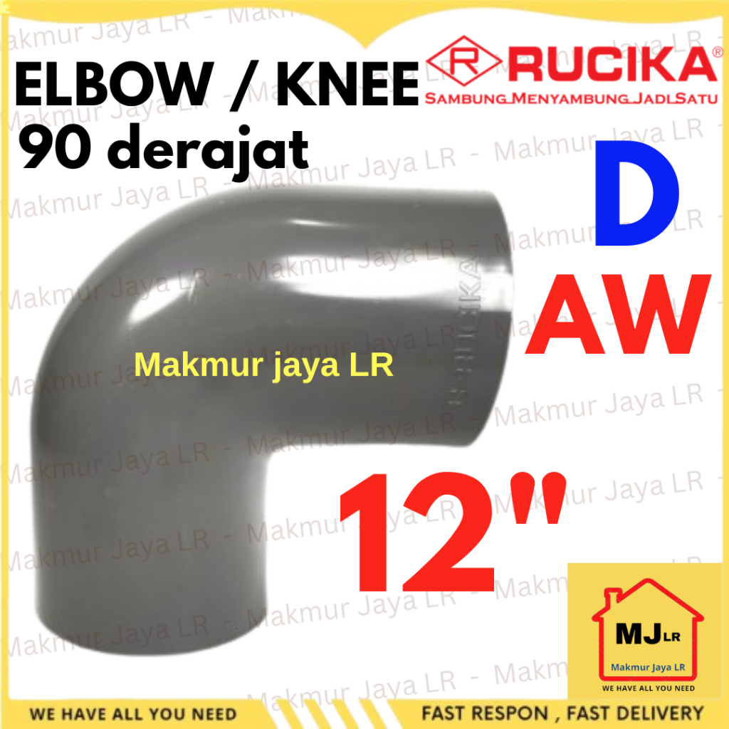 Elbow 12 inch Keni 12" PVC D / AW RUCIKA Knee L 90 ⁰ derajat Kni Kenie Knie 12 dem dim in inci