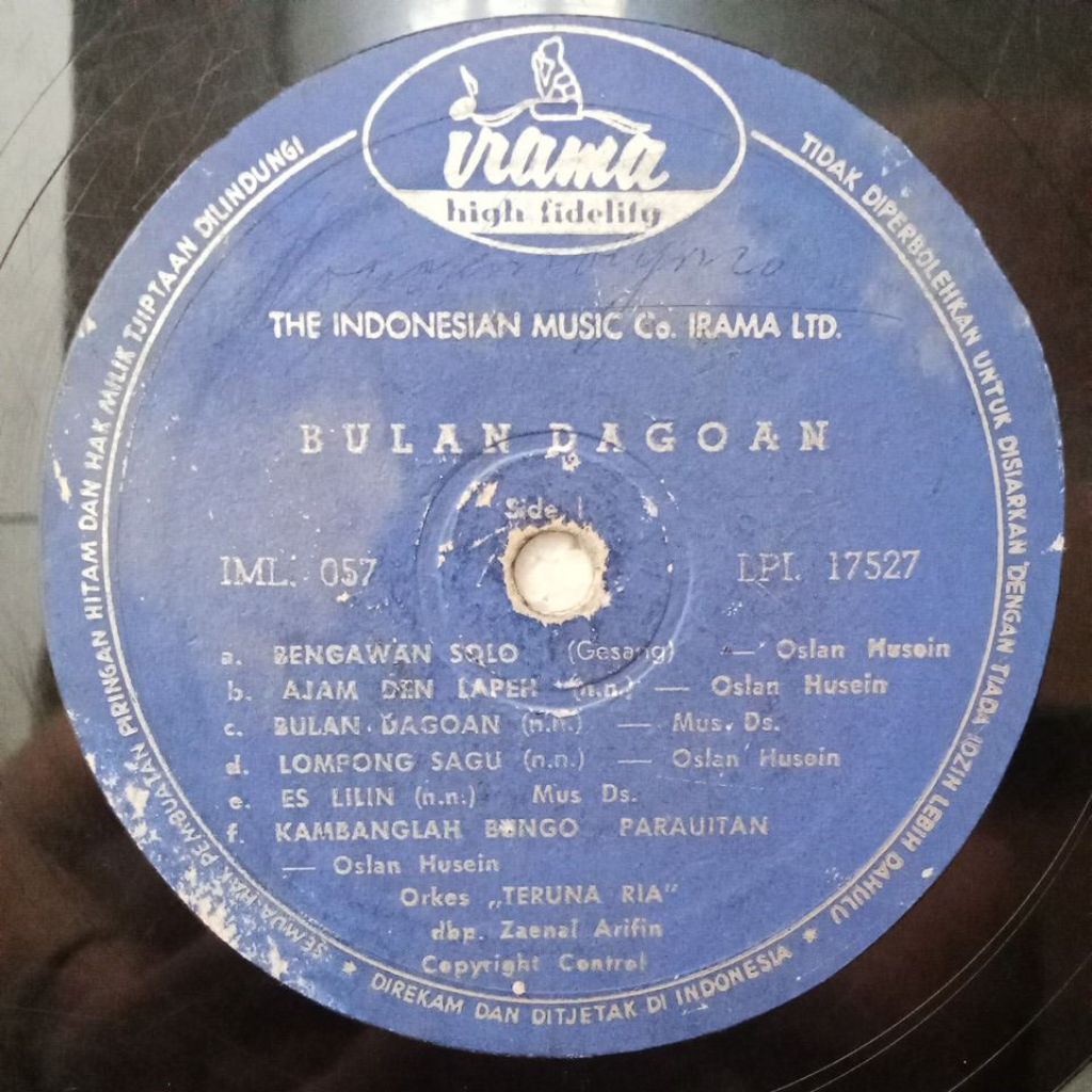 Vinyl Piringan Hitam 12 inch Oslan Musein-Teruna Ria - Bulan Dagoan