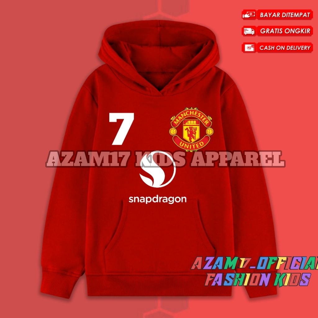 Hoodie Jaket Anak Manchester United Free Nama / Hoodie Sweater Anak Club Sepak Bola Manchester Unite