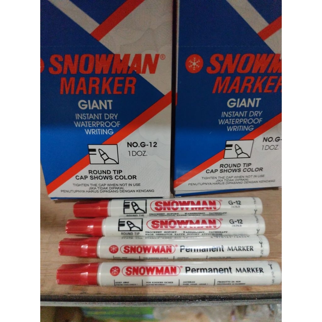 spidol permanent merek snowman (1kotak isi 12pcs)