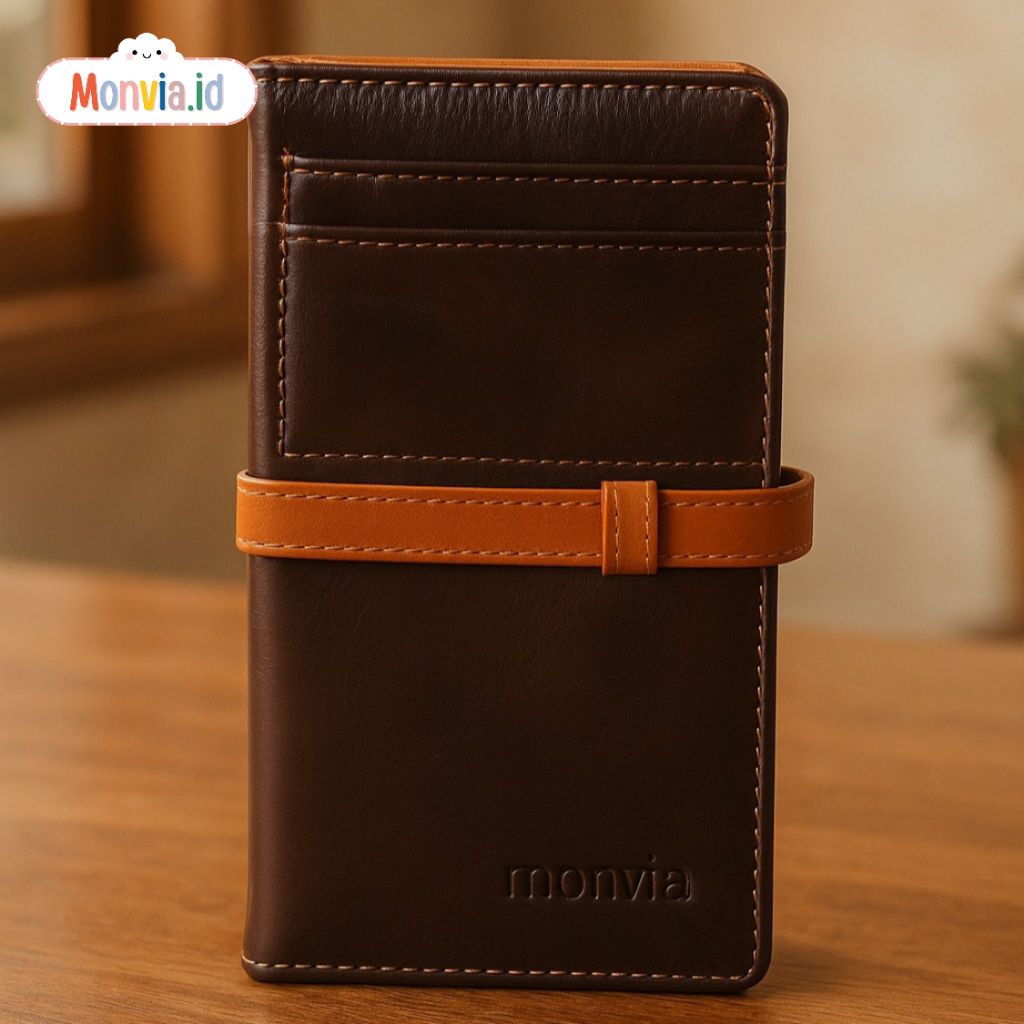 monvia - Dompet Emas Logam Mulia Kartu 90 Slot Coklat Tua Dompet Emas Kawaguchi With Smart Pocket