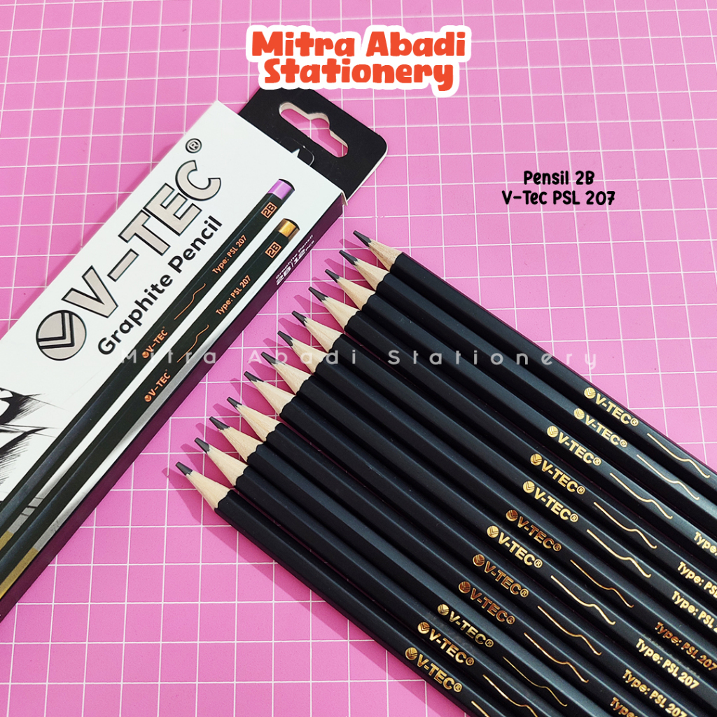 

(1 PACK 12 PCS) PENSIL 2B V-TEC PSL 207 / VTEC PSL207 PENCIL KAYU PENA ORIGINAL MENULIS GRAPHITE