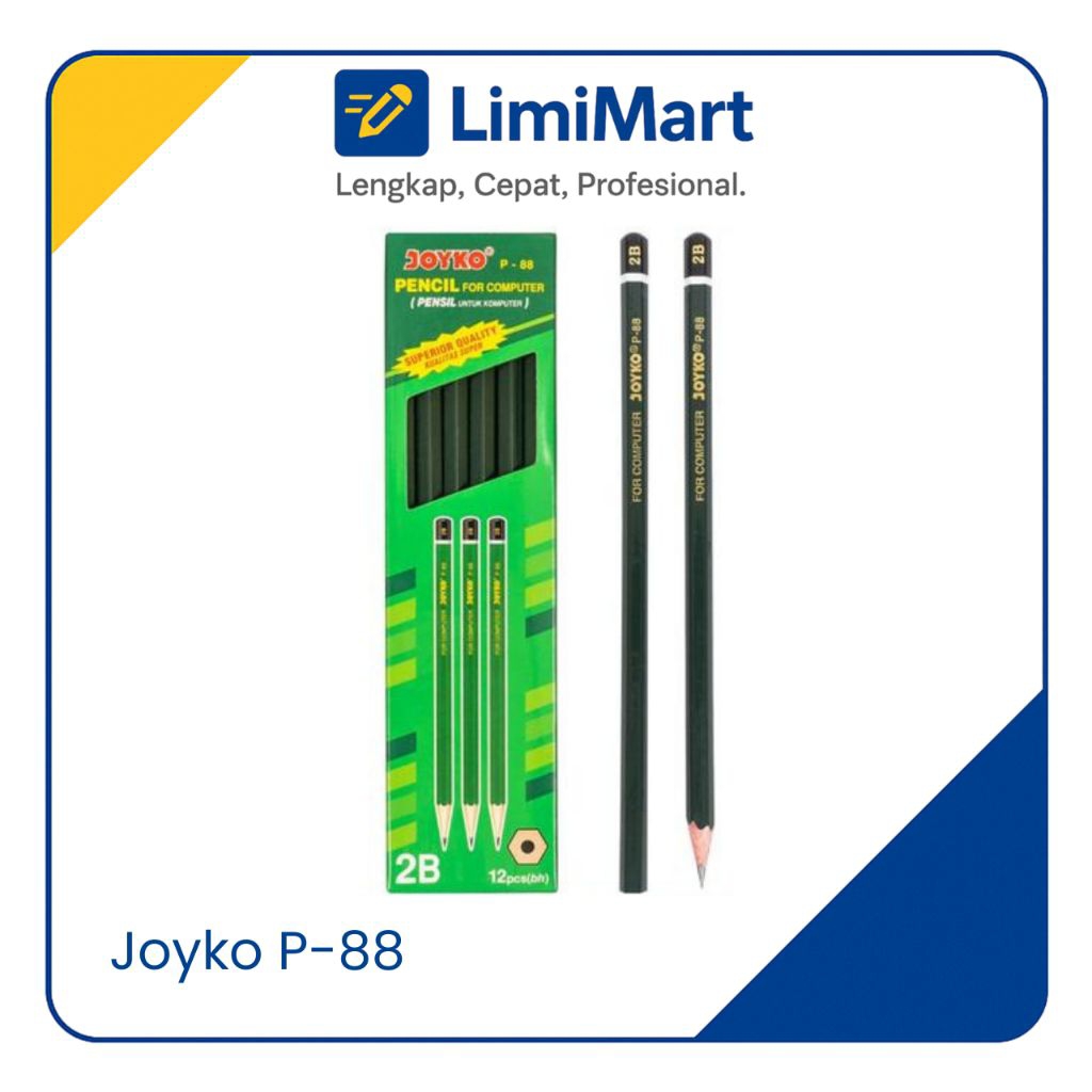 

1 Pack 12 Pcs Pensil Joyko P-88 2B | Tebal, Kuat, Ideal untuk Ujian & Sketsa