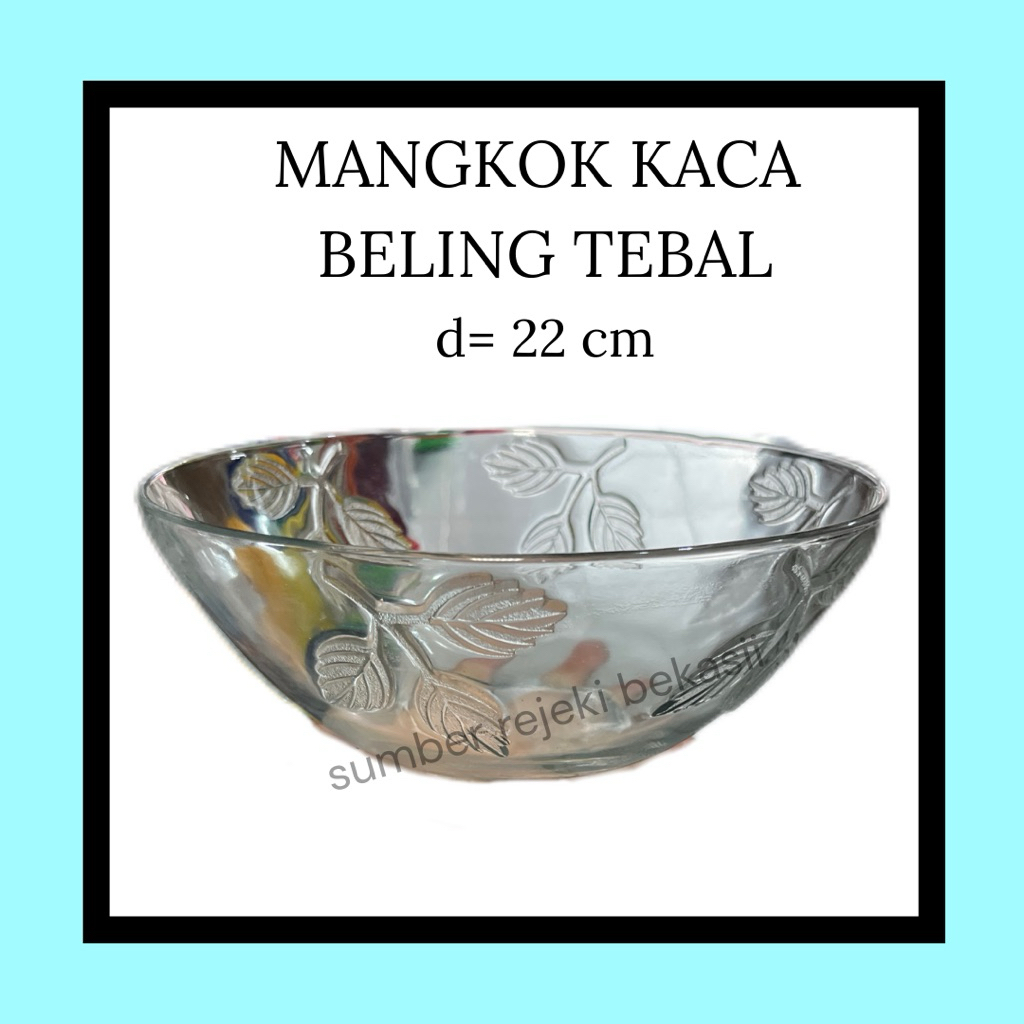 Mangkok Kaca Besar Motif 22cm/ Mangkok Salad Bumbu Halus