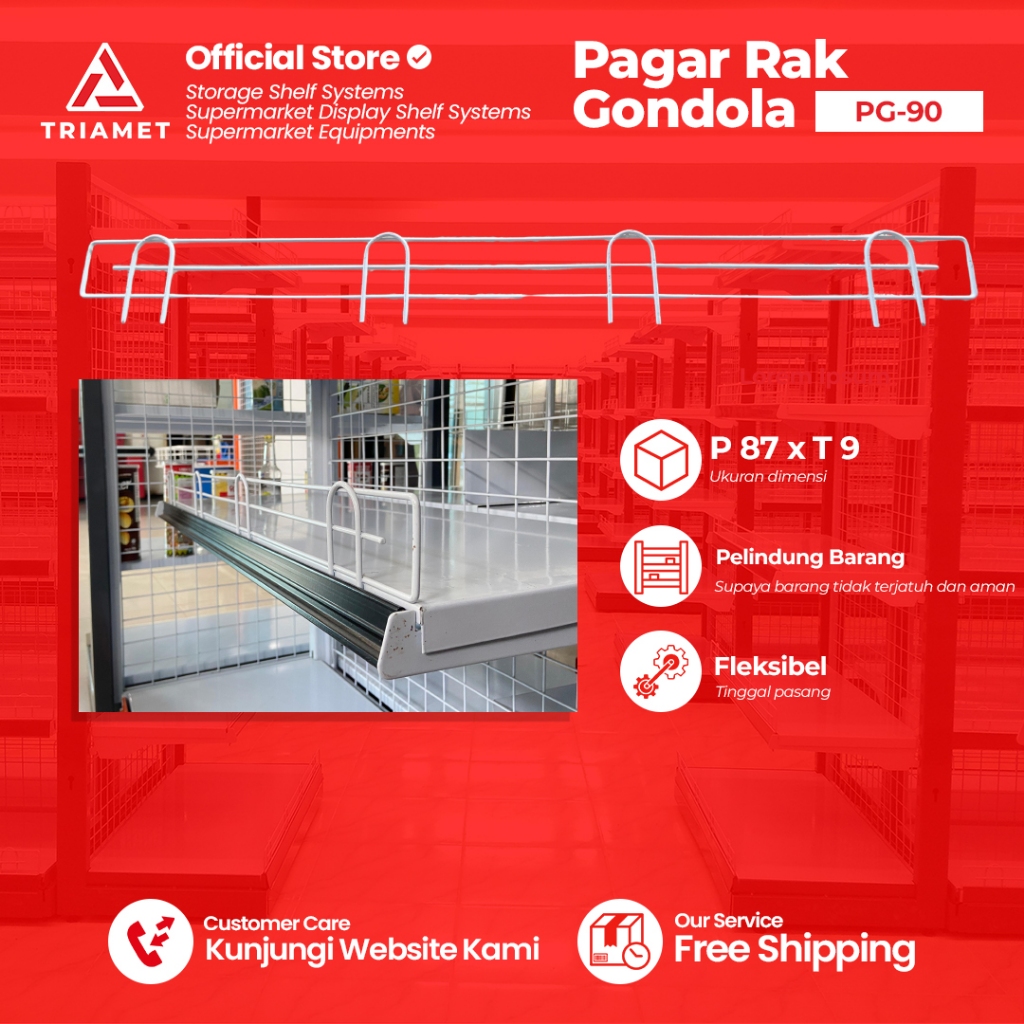 Pagar Rak Gondola - Pagar Pelindung Rak - Aksesoris Rak