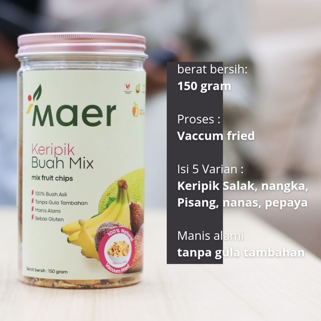 

keripik buah maerchips toples 1 liter | snack sehat tanpa gula tambahan | keripik salak renyah | keripik nangka vacuum fried | keripik tanpa pengawet | cemilan alami keluarga