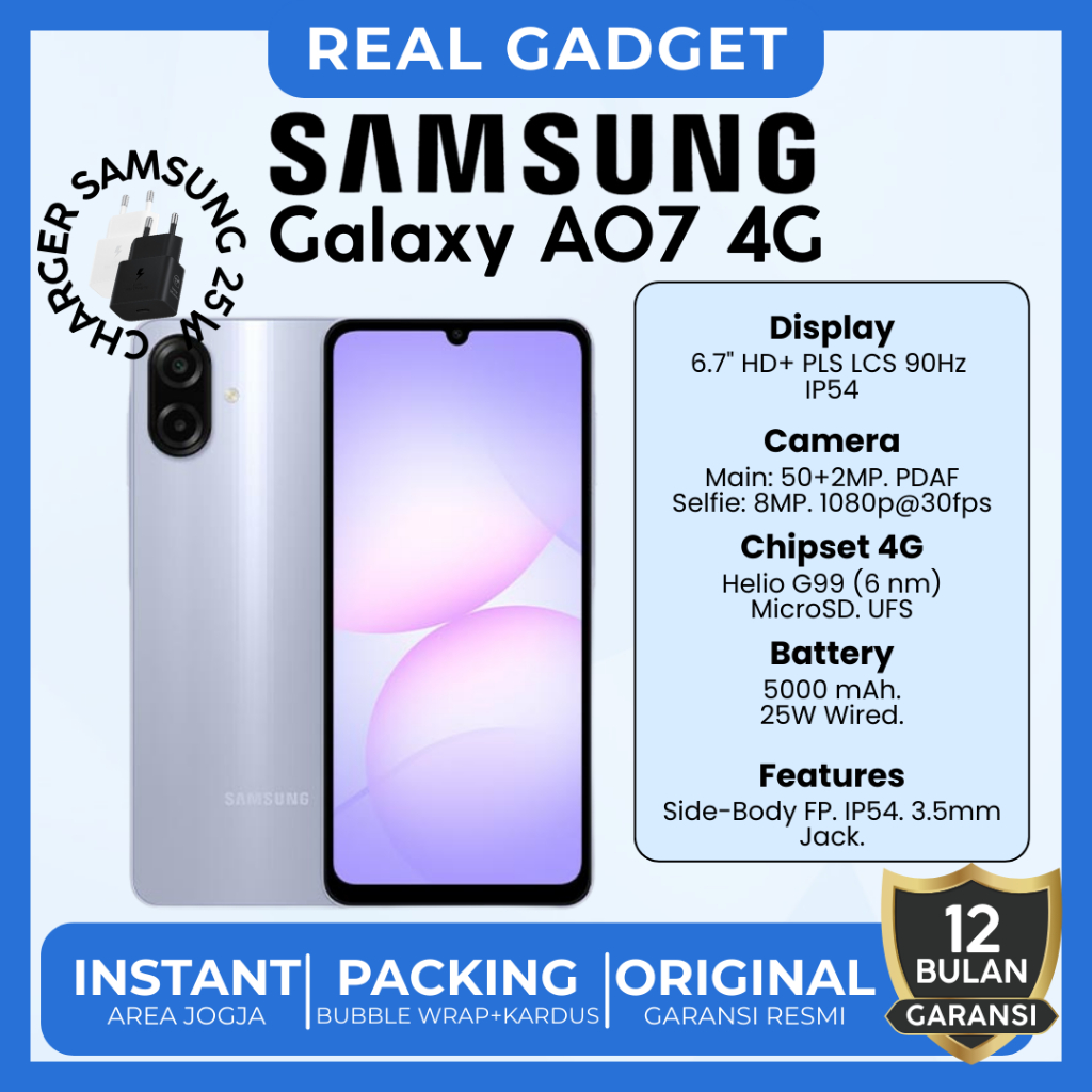 Samsung Galaxy A07 - 4/64  - 4/128 - 6/128 - 8/256 Original Murah Garansi SEIN FREE CHARGER