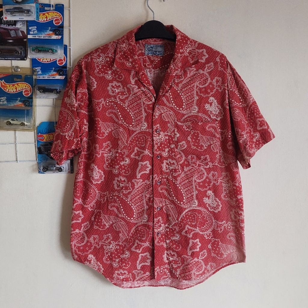 vintage kenzo bandana open collar shirts size fit Large