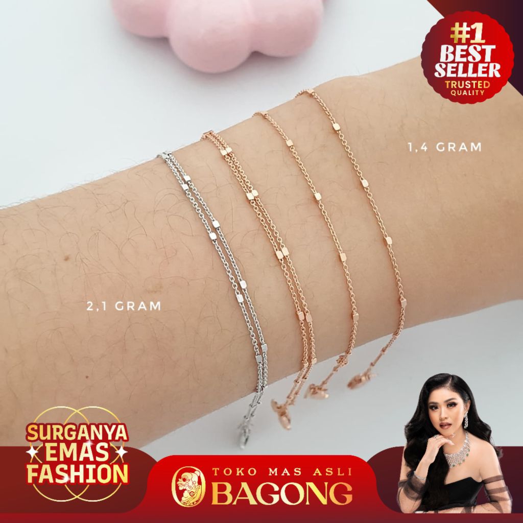 GELANG FASHION JEDAR 17K / 750 - ASLI BAGONG GOLD , BAGONG EMAS