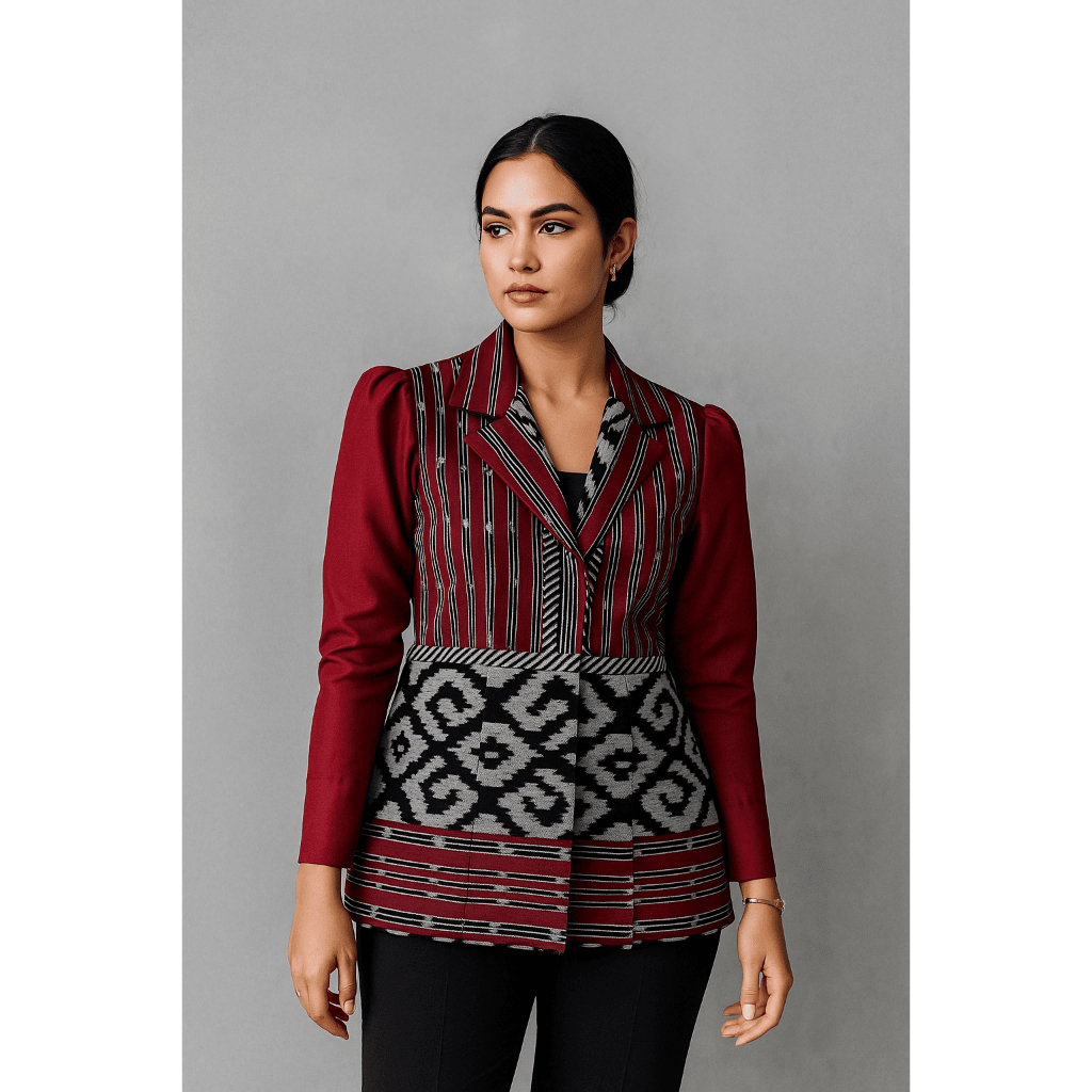 Nai Tenun Jepara - Blazer Tenun Ikat Etnik Wanita – Outer Batik Modern Lengan Panjang Casual & Forma