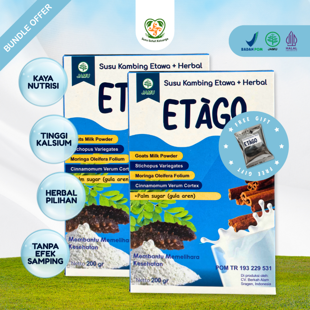 

Paket 2 Box Biasa Susu Kambing Bubuk Etawa Plus Herbal Etago Gamat Emas 200gr Nyeri Sendi Pernafasan