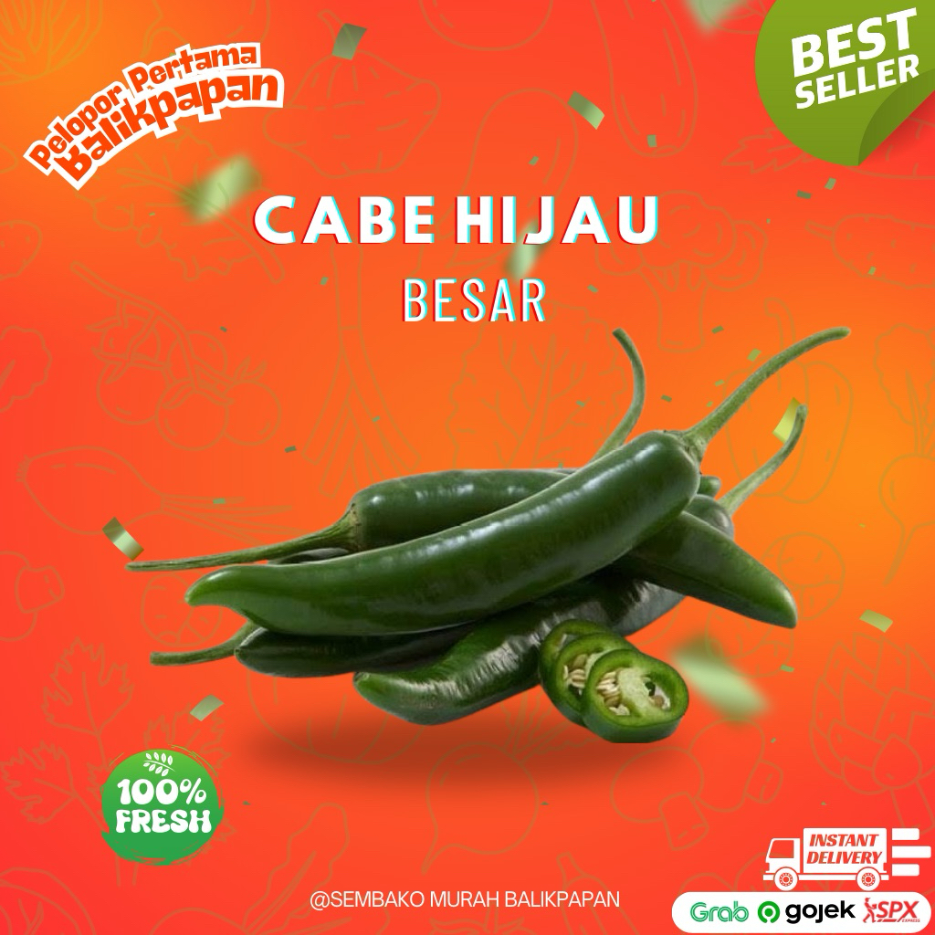 

Cabe / cabai hijau ijo besar 100 gr