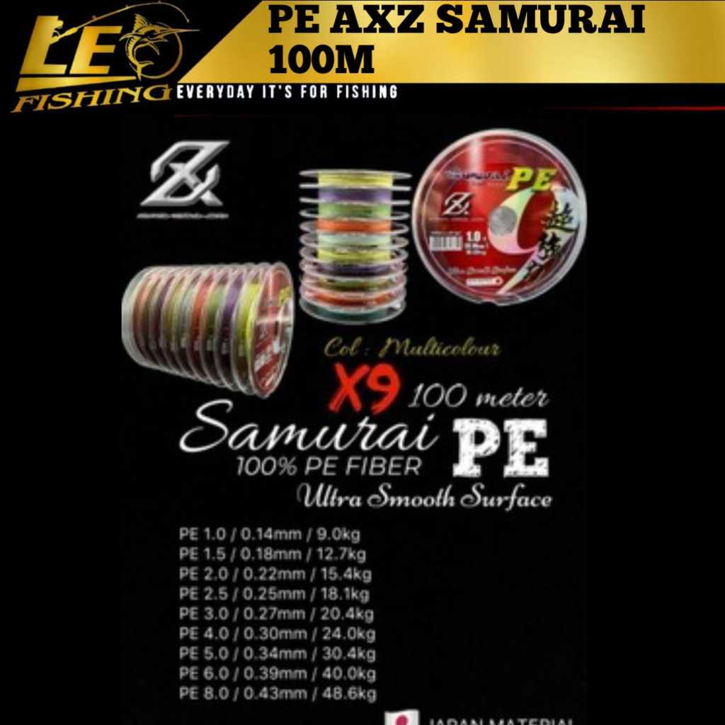 PE AXZ SAMURAI X9 100M MULTICOLOR SENAR PANCING TERLARIS BENANG PANCING TERLARIS