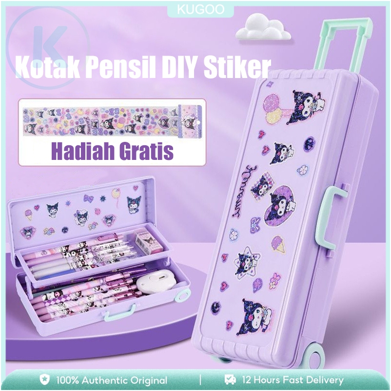 

KUGOO Kotak Pensil Troli Lucu Kotak Alat Tulis Dua Lapis Koper Kreativitas Kapasitas Besar Pemodelan Hadiah Alat Tulis Siswa