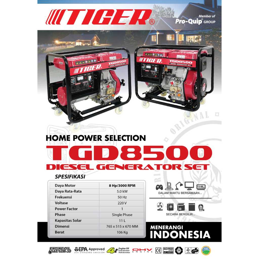 GENSET DIESEL 5000 WATT TIGER TDG 8500 TDG8500 GENERATOR LISTRIK OPEN SOLAR 5000 WATT PROMO TERBAIK
