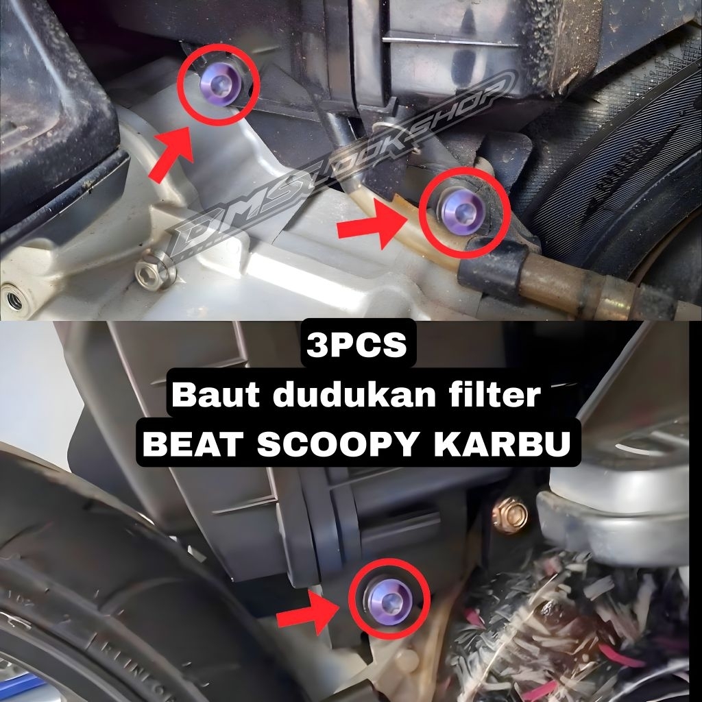 Baut dudukan filter beat scoopy karbu titanium