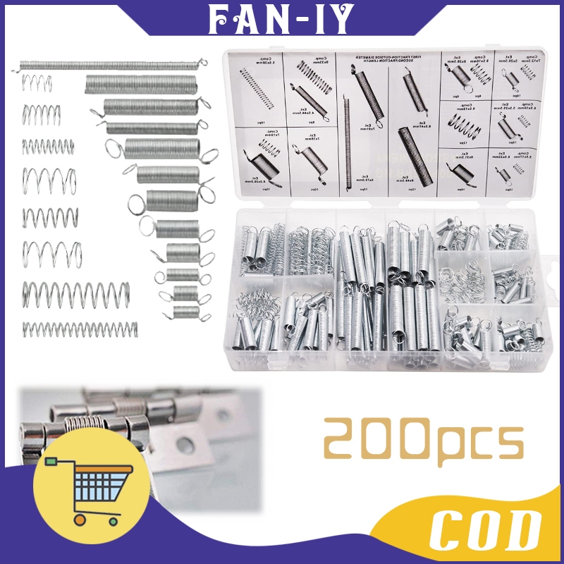 200pcs Per Pegas Tekan Tarik Dan Tekan Per Spring Tekan Elastis Panjang Open Coil Spring Compression