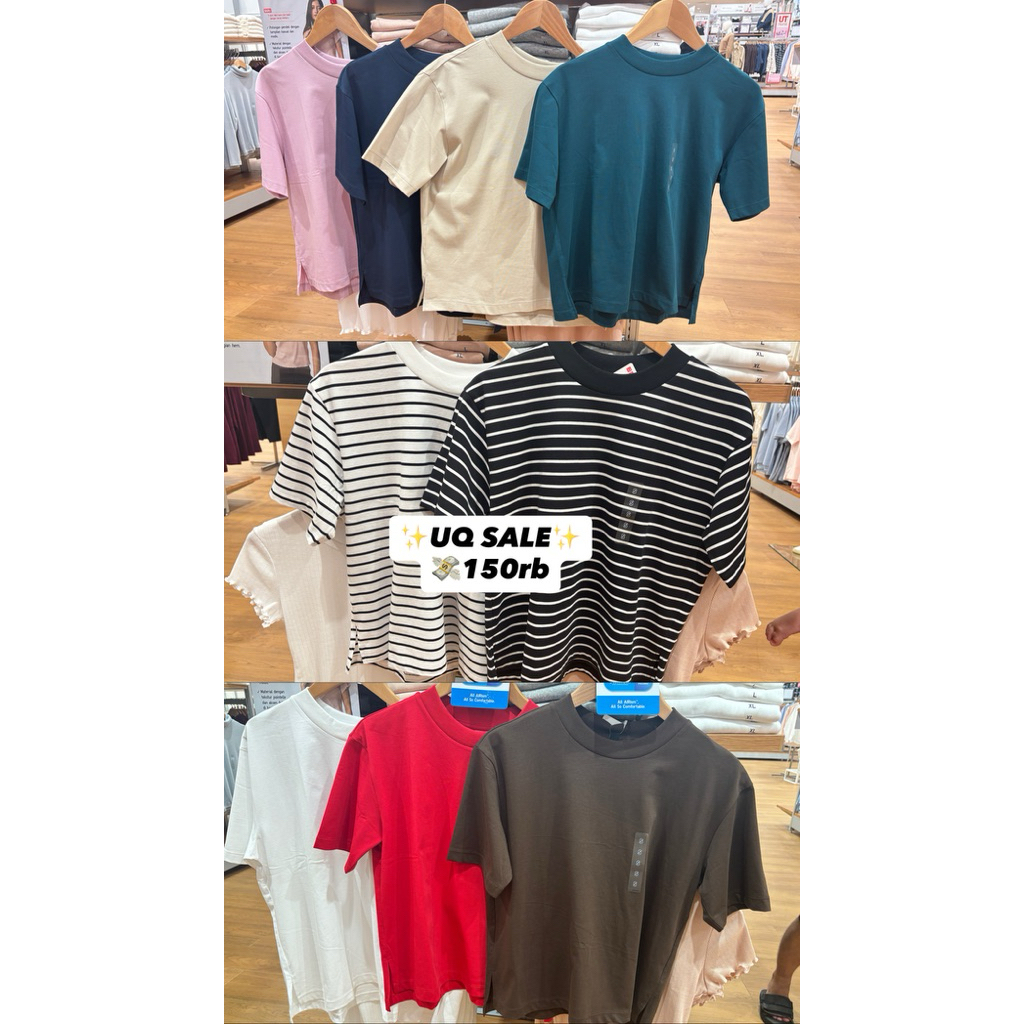 UNIQLO CEWEK AIRISM KAOS OVERSIZE LENGAN PENDEK