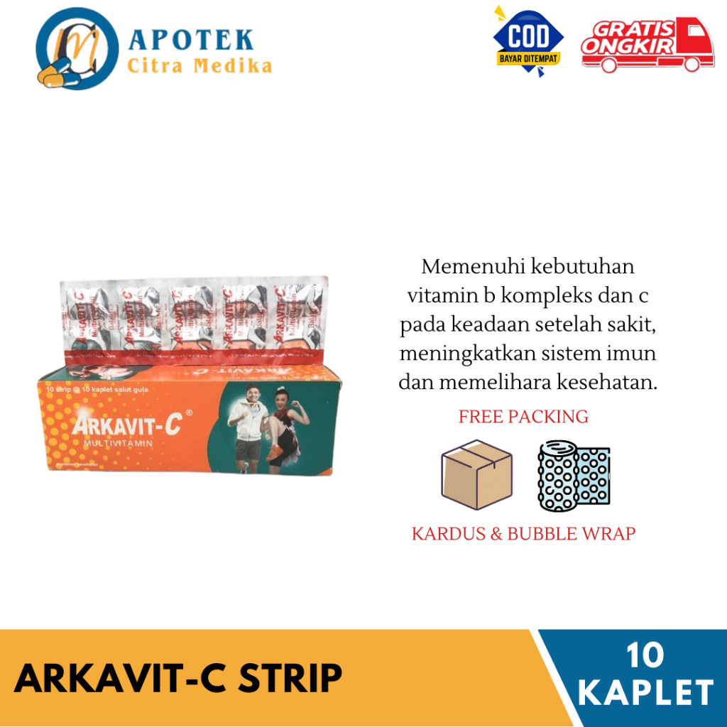 ARKAVIT-C (1 STRIP ISI 10 KAPLET) - SUPLEMEN MEMELIHARA KESEHATAN TUBUH AGAR TIDAK MUDAH LELAH