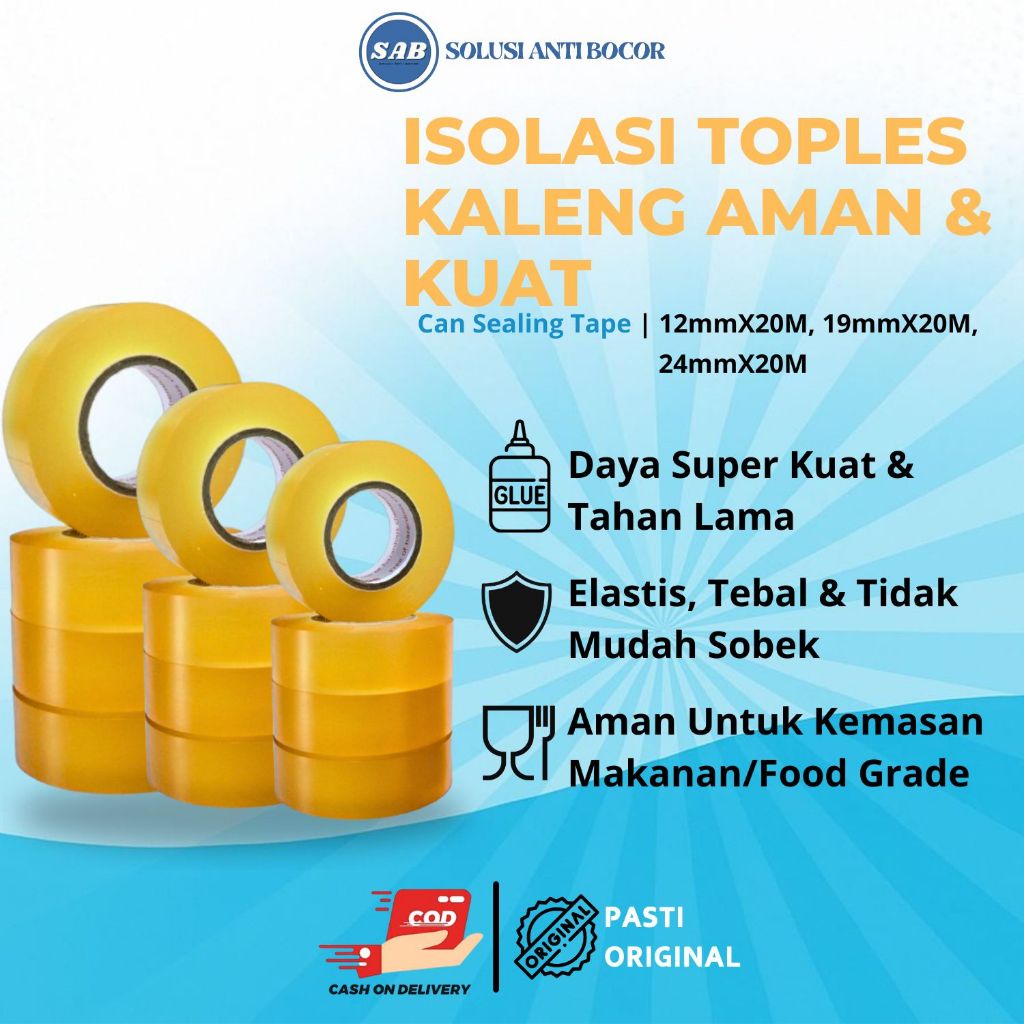 

Isolasi Toples Kaleng Makanan Food Grade Selotip Solasi Bening Kecil Sealing Tape 20m Food Grade