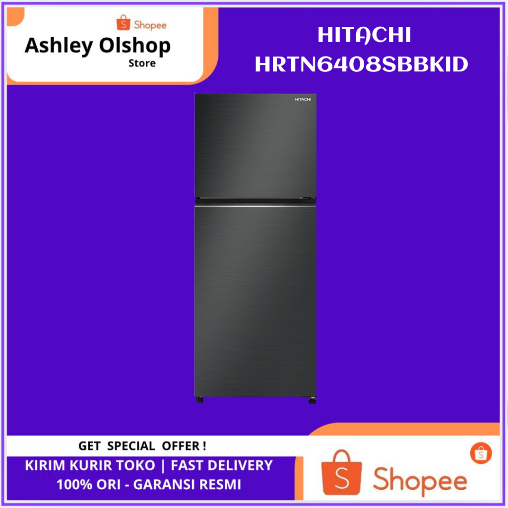 Kulkas Hitachi HRTN6408SBBKID 374 Liter Top Freezer Kulkas Inverter Hitachi HRTN6408