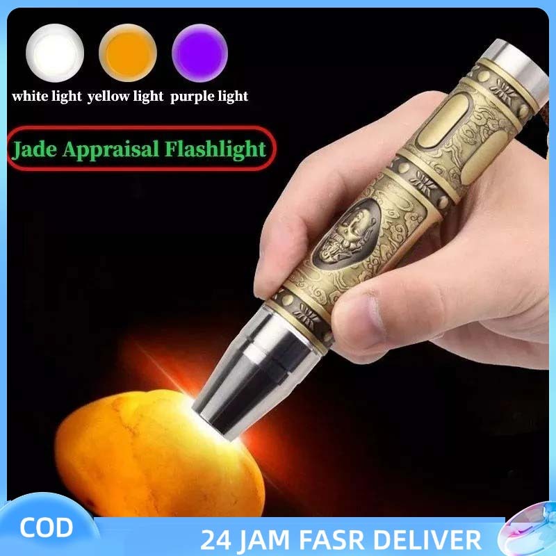 RF - Senter Batu Akik Super Terang 3 Warna Portabel Senter Batu Mulia Batu Permata Untuk