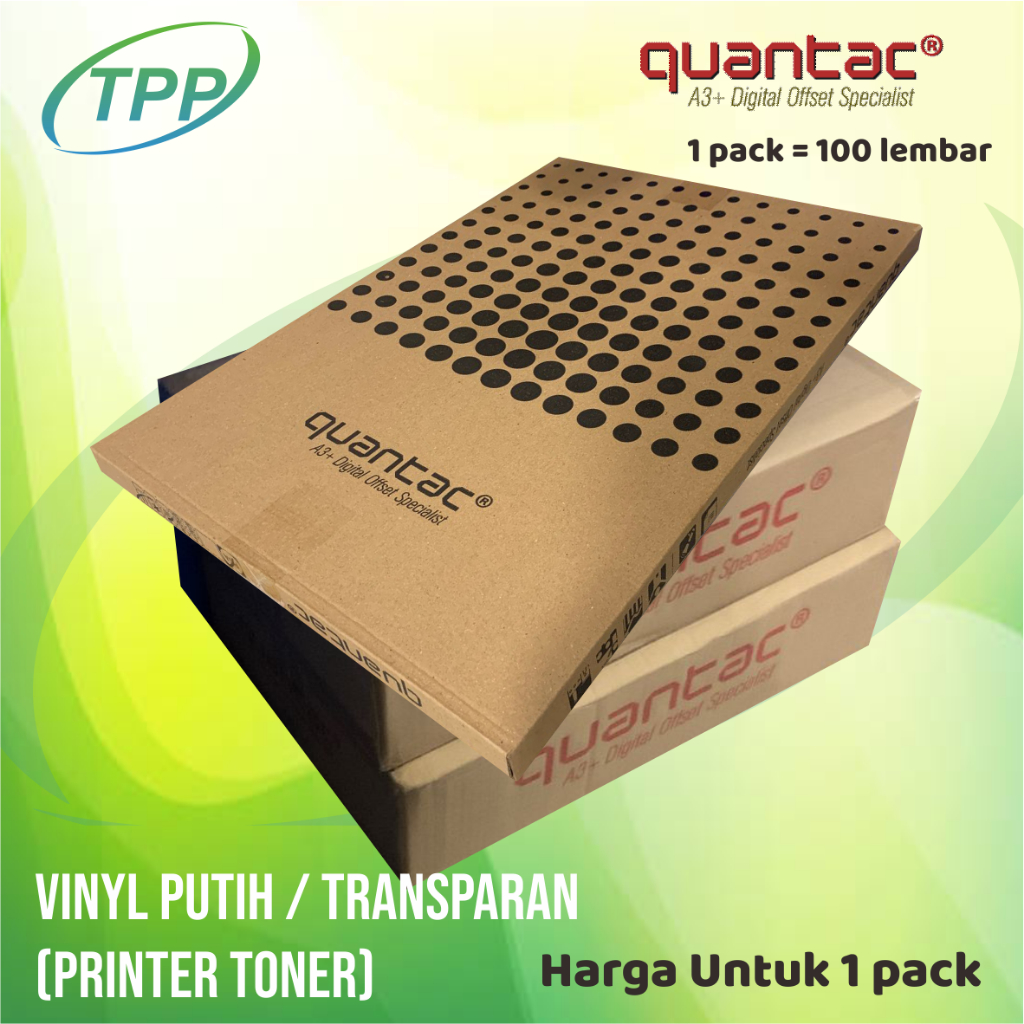 

Kertas QUANTAC Vinyl Putih / TRANSPARAN Universal TERMURAH