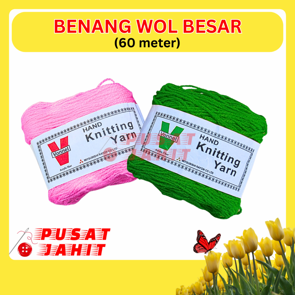 Benang Wol BESAR Warna Warni Rajut Sulam