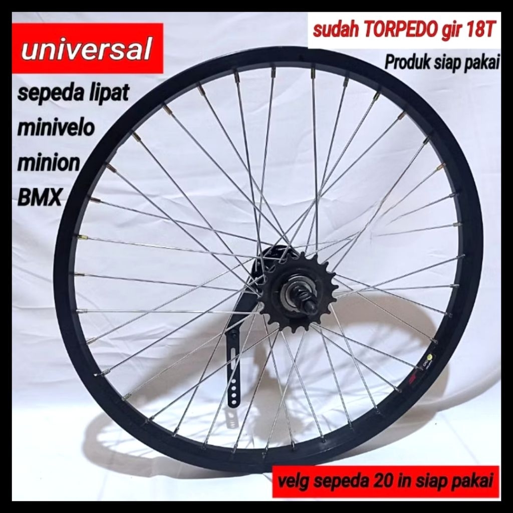 velg sepeda 20 in torpedo velg Torpedo 20 inc BMX sepada 20in siap pakai untuk semua sepeda