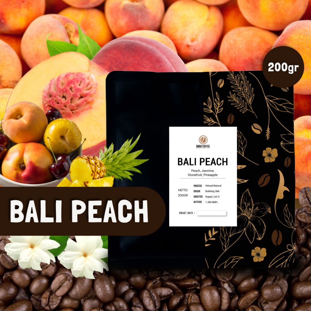 

Bali Peach Kopi Baga Coffee Whole Bean kopi biji / bubuk - 200gr