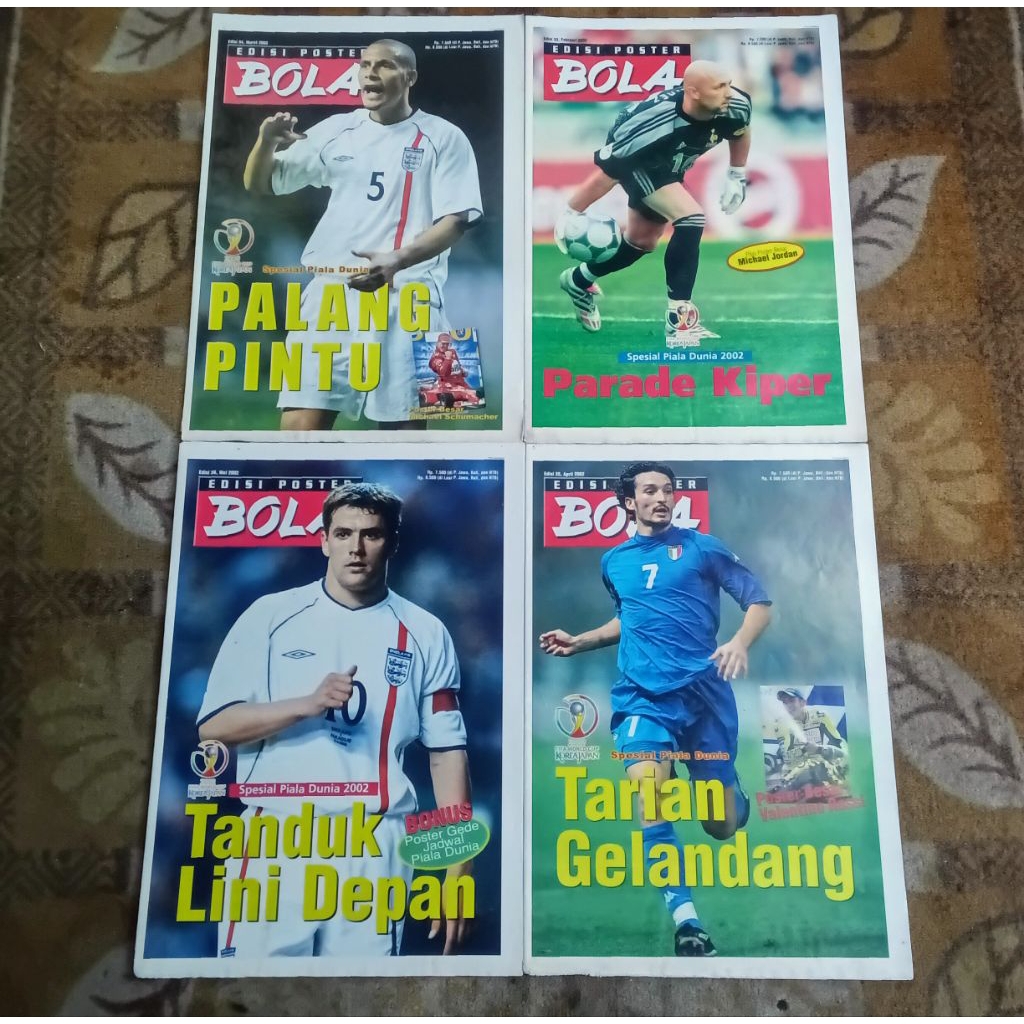 4 Majalah Tabloid Bola Edisi Poster BEP 33 34 35 36 Spesial Piala Dunia 2002