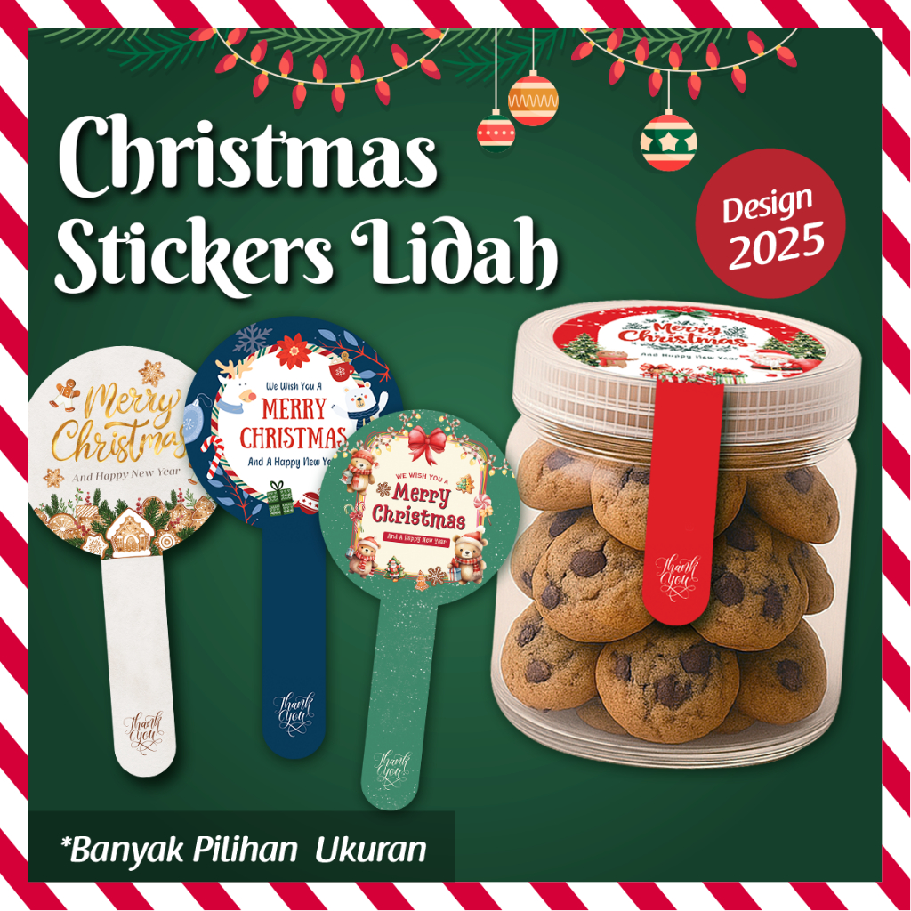 

[Isi 42-80] Sticker Lidah Christmas/ Sticker Ribbon Natal/ Sticker Toples Natal