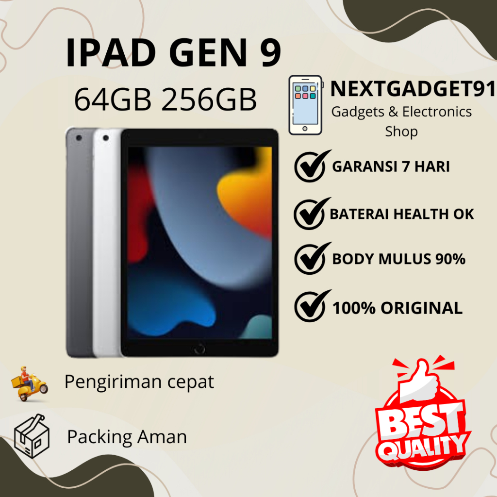 Ipad 9 64GB 256GB Gen 9 Wifi Only Second ORIGINAL Best Quality FULLSET- Nextgadget91