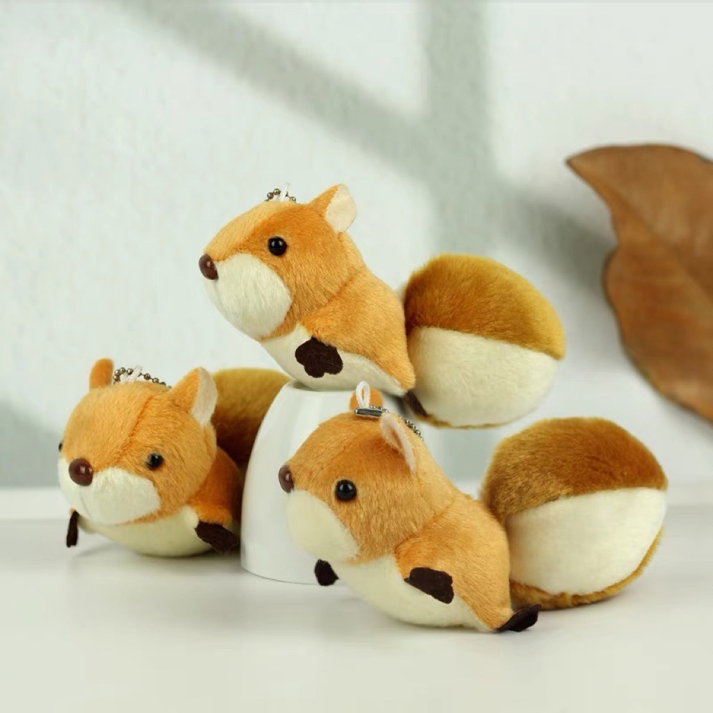 Gantungan Kunci Boneka Tupai Lucu Keychain